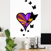Regenbogenherz und Schmetterling Poster (Heimbüro)