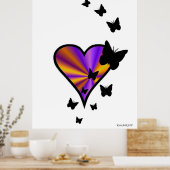 Regenbogenherz und Schmetterling Poster (Küche)