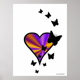 Regenbogenherz und Schmetterling Poster