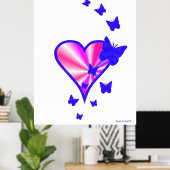Regenbogenherz und Schmetterling Poster (Heimbüro)