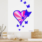 Regenbogenherz und Schmetterling Poster (Küche)