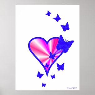 Regenbogenherz und Schmetterling Poster