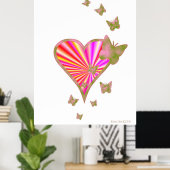 Regenbogenherz und Schmetterling Poster (Heimbüro)