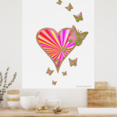 Regenbogenherz und Schmetterling Poster (Küche)