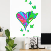 Regenbogenherz und Schmetterling Poster (Heimbüro)