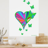 Regenbogenherz und Schmetterling Poster (Küche)