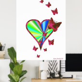 Regenbogenherz und Schmetterling Poster (Heimbüro)