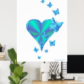 Regenbogenherz und Schmetterling Poster (Heimbüro)