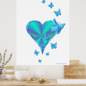 Regenbogenherz und Schmetterling Poster (Küche)