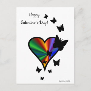 Regenbogenherz und Schmetterling Postkarte