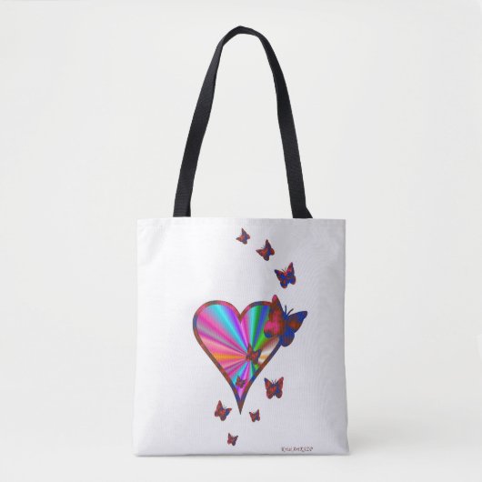 Regenbogenherz und Schmetterling Tasche (Vorderseite)