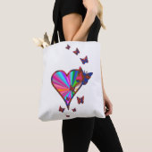 Regenbogenherz und Schmetterling Tasche (Von Nahem)