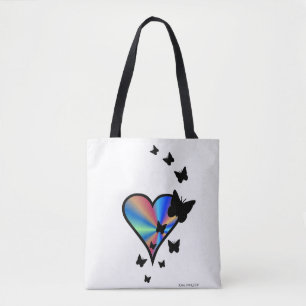Regenbogenherz und Schmetterling Tasche