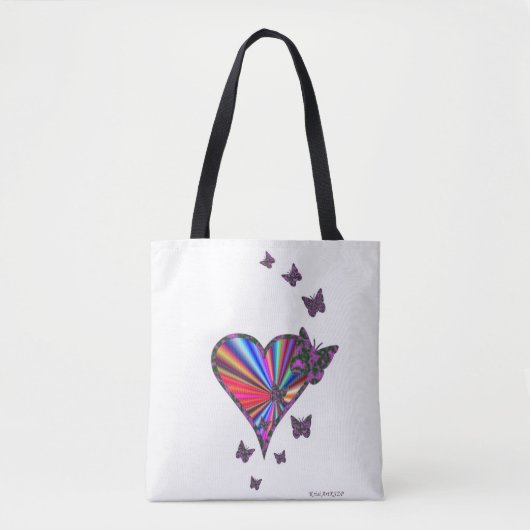 Regenbogenherz und Schmetterling Tasche (Vorderseite)