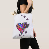 Regenbogenherz und Schmetterling Tasche (Von Nahem)