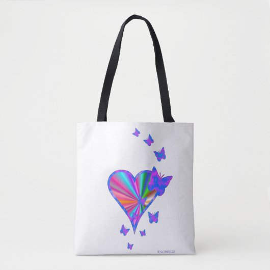 Regenbogenherz und Schmetterling Tasche (Vorderseite)