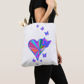 Regenbogenherz und Schmetterling Tasche (Von Nahem)