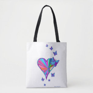 Regenbogenherz und Schmetterling Tasche