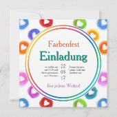 Regenbogenherzen Darwins Muster Einladung (Rückseite)
