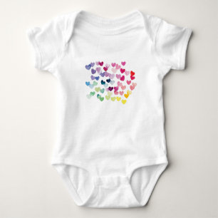 Regenbogenherzen farbenfrohe Liebe Baby Bodysuit Strampler