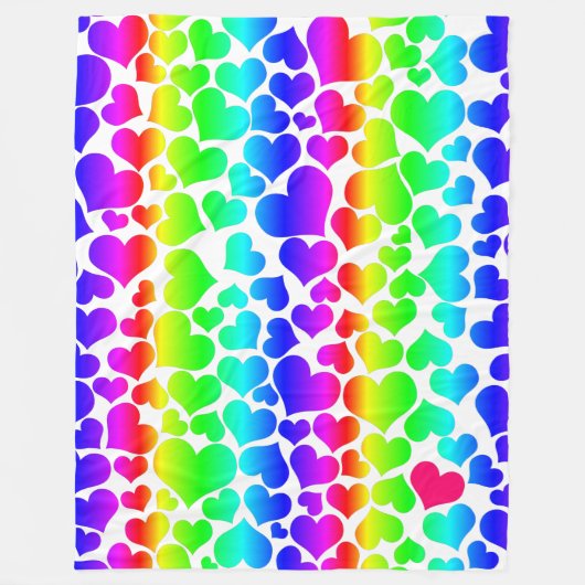 Regenbogenherzen Fleecedecke (Vorderseite)