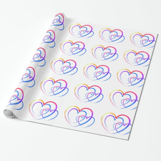 Regenbogenherzen Geschenkpapier (Ungerollt)