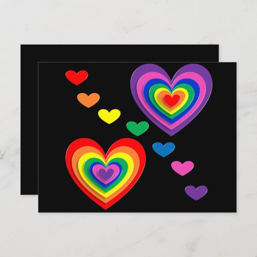 Regenbogenherzen Postkarte (Vorne/Hinten)