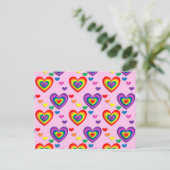 Regenbogenherzen Postkarte (Stehend Vorderseite)