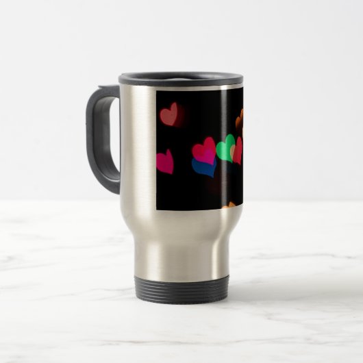 Regenbogenherzen Reisebecher (Vorderseite Links)