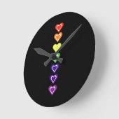 Regenbogenherzen Runde Wanduhr (Winkel)