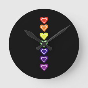 Regenbogenherzen Runde Wanduhr
