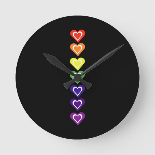 Regenbogenherzen Runde Wanduhr (Vorderseite)