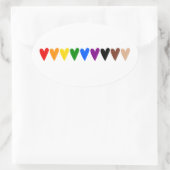 Regenbogenherzen, schwarze Leben sind wichtig Ovaler Aufkleber (Tasche)