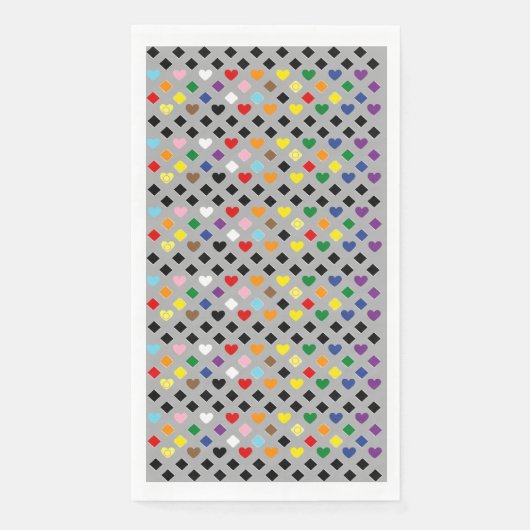 Regenbogenherzen Serviette (Vorderseite)
