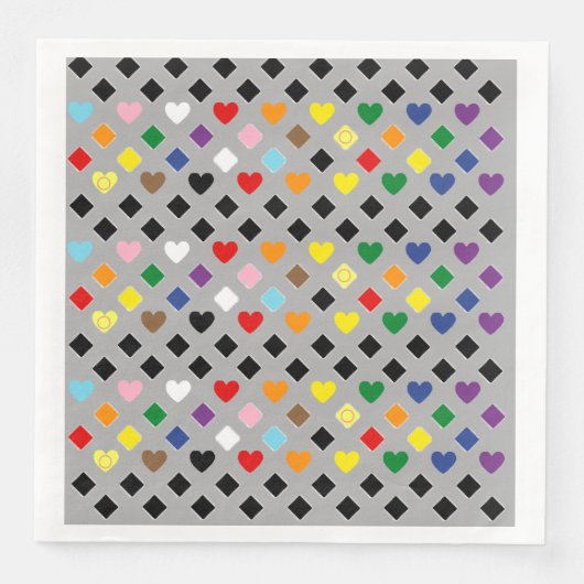 Regenbogenherzen Serviette (Vorderseite)