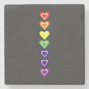 Regenbogenherzen Steinuntersetzer
