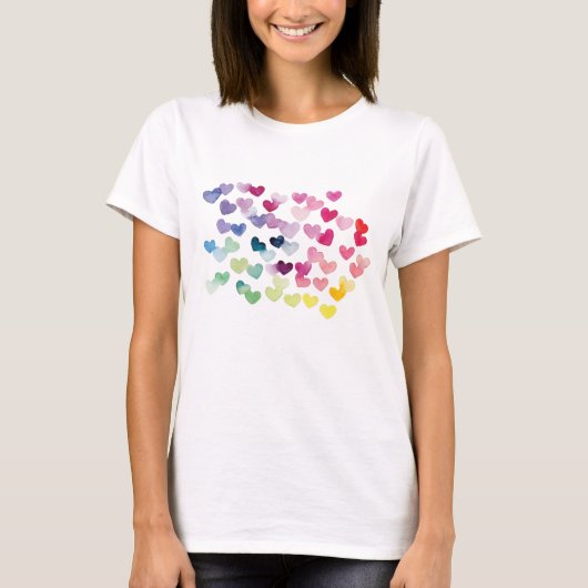 Regenbogenherzen stolzen Liebe farbenfroh T-Shirt (Vorderseite)