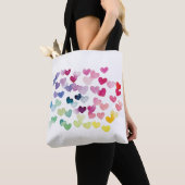 Regenbogenherzen stolzen Liebe farbenfroh Tasche (Von Nahem)
