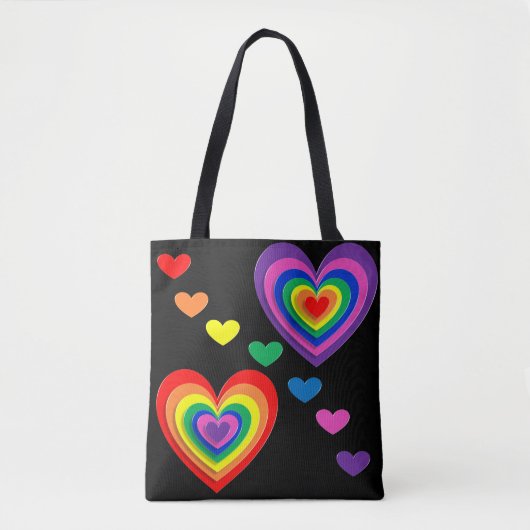 Regenbogenherzen Totenbeutel Tasche (Vorderseite)