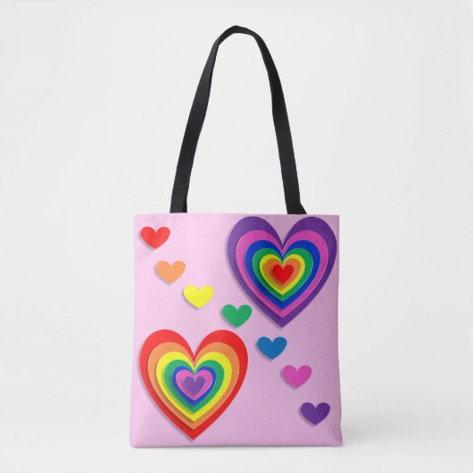 Regenbogenherzen Totenbeutel Tasche (Vorderseite)