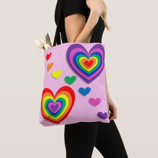 Regenbogenherzen Totenbeutel Tasche (Von Nahem)
