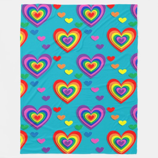 Regenbogenherzen Valentinstag Decke (Vorderseite)