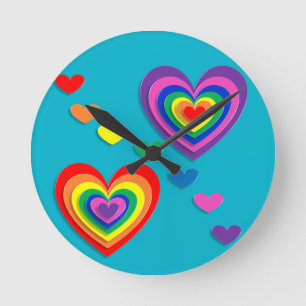 Regenbogenherzen Valentinstag Wanduhr