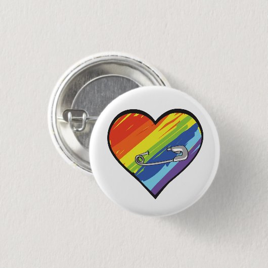 Regenbogenherzsicherheits-Buttonknopf Button (Vorne & Hinten)