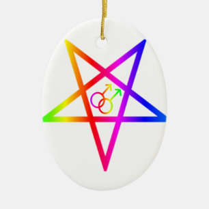 Regenbogenhomosexueller Mann umgekehrter Pentagram Keramik Ornament