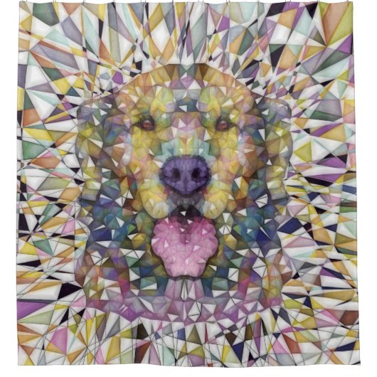 Regenbogenhund Duschvorhang (Vorderseite)