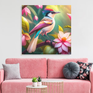 Regenbogenkamm Jay Fantasy-Vogel Leinwanddruck