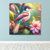 Regenbogenkamm Jay Fantasy-Vogel Leinwanddruck (Insitu (Holzboden))