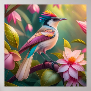 Regenbogenkamm Jay Fantasy-Vogel Poster