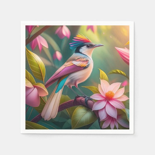 Regenbogenkamm Jay Fantasy-Vogel Serviette (Vorderseite)